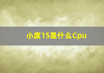 小度1S是什么Cpu