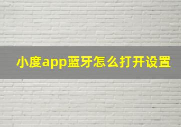 小度app蓝牙怎么打开设置