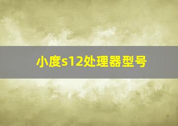 小度s12处理器型号