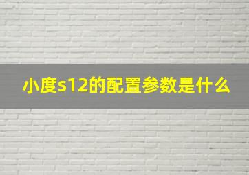 小度s12的配置参数是什么