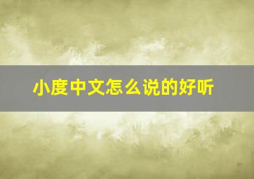 小度中文怎么说的好听