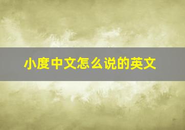 小度中文怎么说的英文