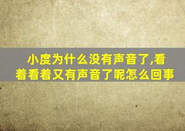 小度为什么没有声音了,看着看着又有声音了呢怎么回事