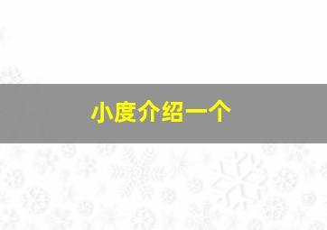 小度介绍一个