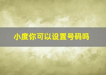 小度你可以设置号码吗