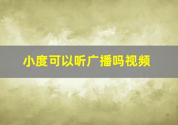 小度可以听广播吗视频