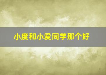 小度和小爱同学那个好