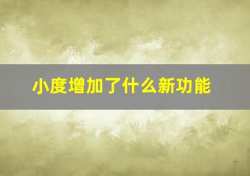 小度增加了什么新功能