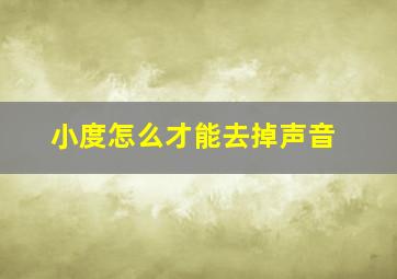 小度怎么才能去掉声音