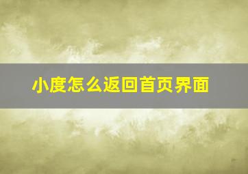 小度怎么返回首页界面