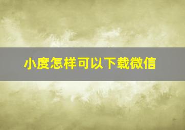 小度怎样可以下载微信