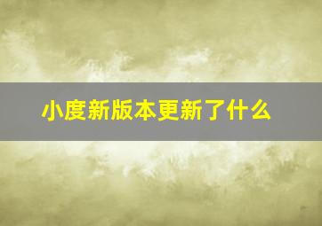 小度新版本更新了什么