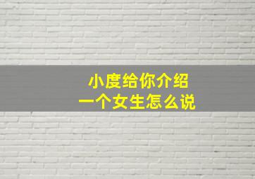 小度给你介绍一个女生怎么说