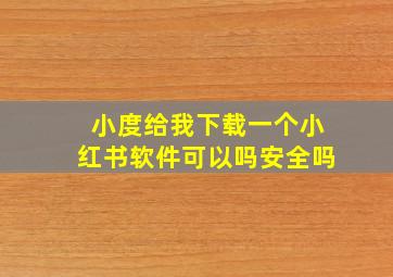 小度给我下载一个小红书软件可以吗安全吗