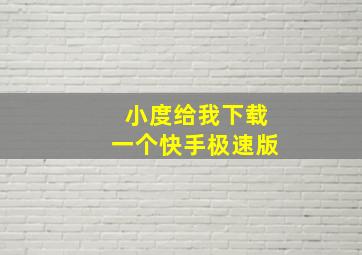 小度给我下载一个快手极速版