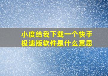 小度给我下载一个快手极速版软件是什么意思