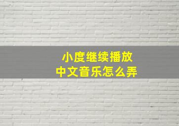 小度继续播放中文音乐怎么弄