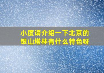 小度请介绍一下北京的银山塔林有什么特色呀