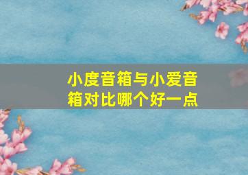 小度音箱与小爱音箱对比哪个好一点