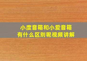 小度音箱和小爱音箱有什么区别呢视频讲解