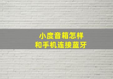 小度音箱怎样和手机连接蓝牙