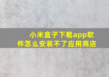 小米盒子下载app软件怎么安装不了应用商店