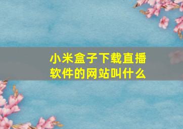 小米盒子下载直播软件的网站叫什么