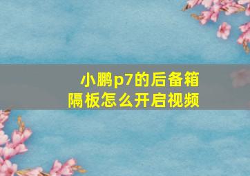 小鹏p7的后备箱隔板怎么开启视频