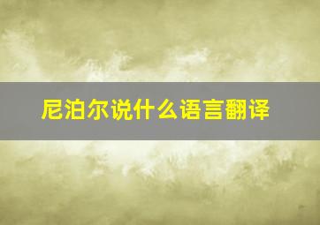 尼泊尔说什么语言翻译