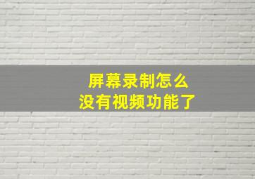 屏幕录制怎么没有视频功能了