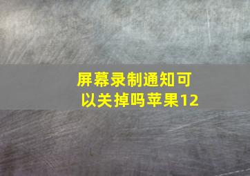 屏幕录制通知可以关掉吗苹果12