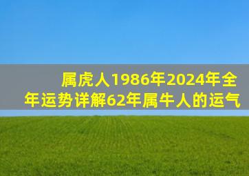 属虎人1986年2024年全年运势详解62年属牛人的运气