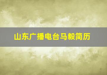 山东广播电台马毅简历