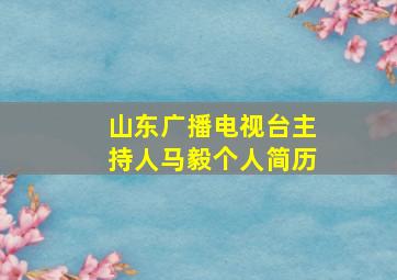 山东广播电视台主持人马毅个人简历