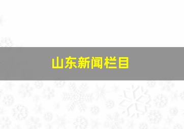 山东新闻栏目