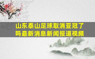 山东泰山足球取消亚冠了吗最新消息新闻报道视频