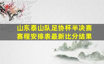 山东泰山队足协杯半决赛赛程安排表最新比分结果