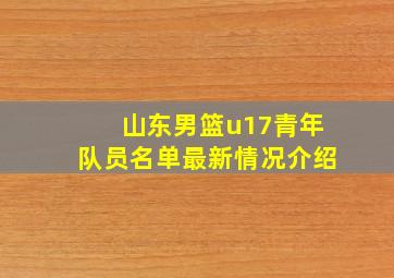 山东男篮u17青年队员名单最新情况介绍