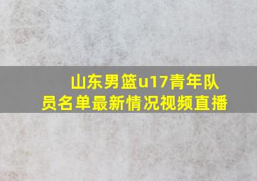 山东男篮u17青年队员名单最新情况视频直播