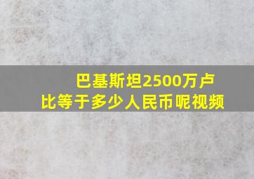 巴基斯坦2500万卢比等于多少人民币呢视频