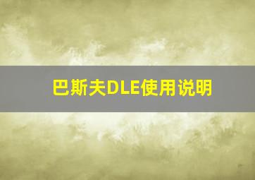 巴斯夫DLE使用说明