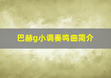 巴赫g小调奏鸣曲简介