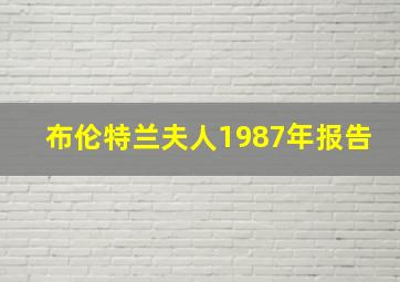 布伦特兰夫人1987年报告