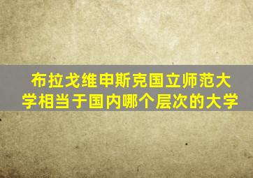 布拉戈维申斯克国立师范大学相当于国内哪个层次的大学