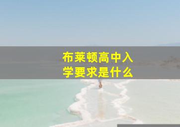 布莱顿高中入学要求是什么