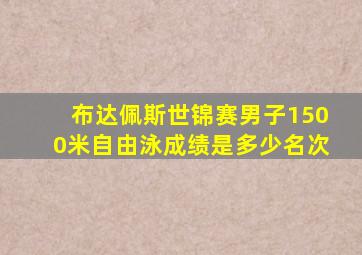 布达佩斯世锦赛男子1500米自由泳成绩是多少名次