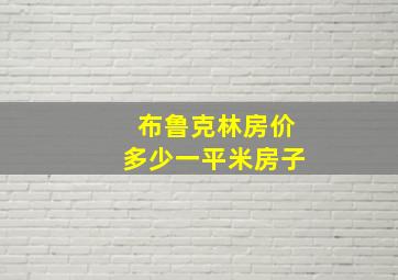 布鲁克林房价多少一平米房子