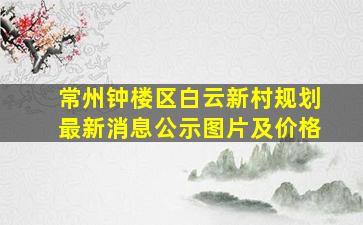 常州钟楼区白云新村规划最新消息公示图片及价格