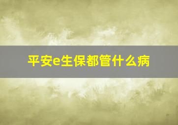 平安e生保都管什么病