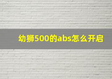 幼狮500的abs怎么开启